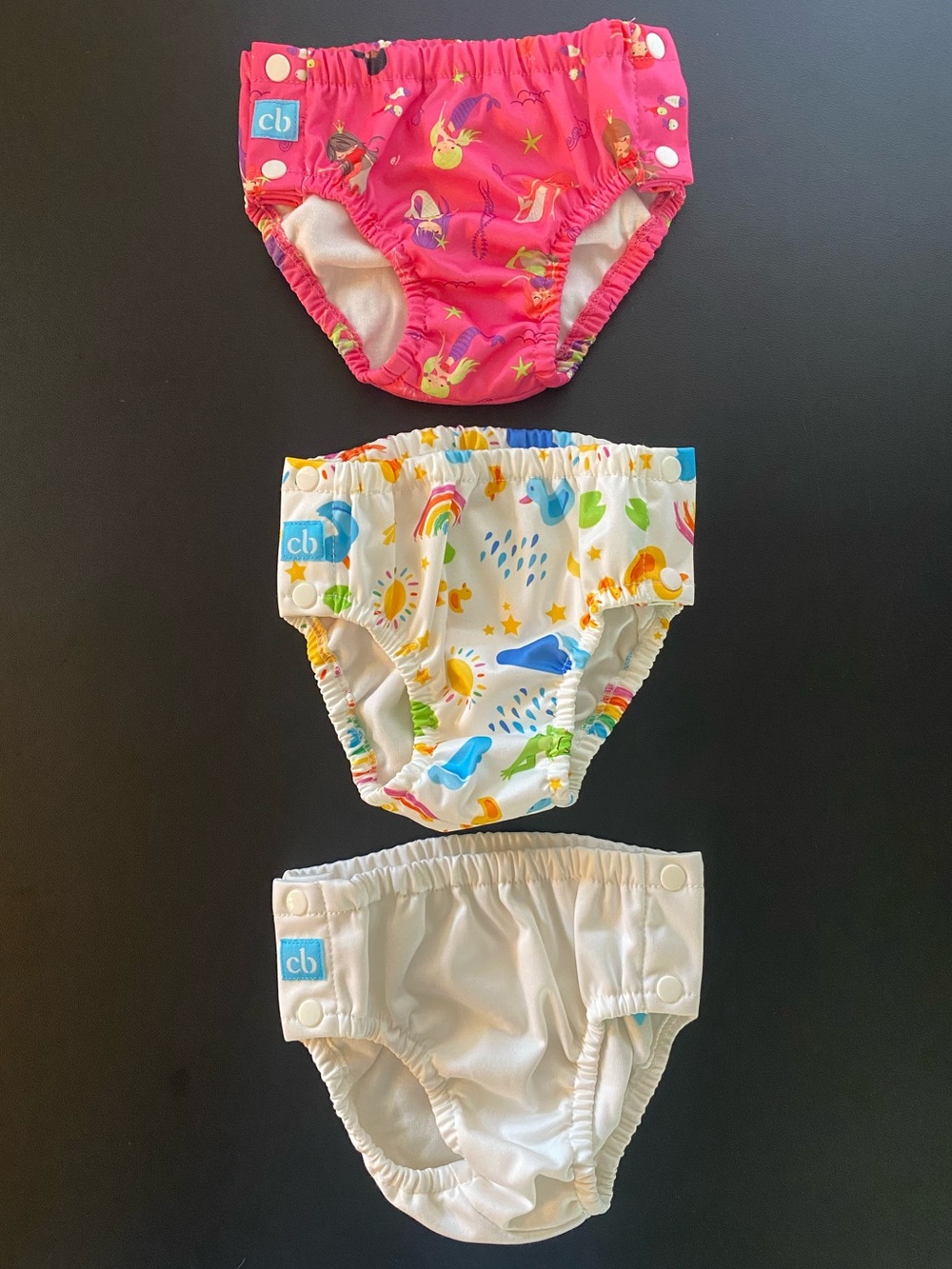 Charlie Banana 3 Piece Swimsuit Diaper Girl’s Large Reusable